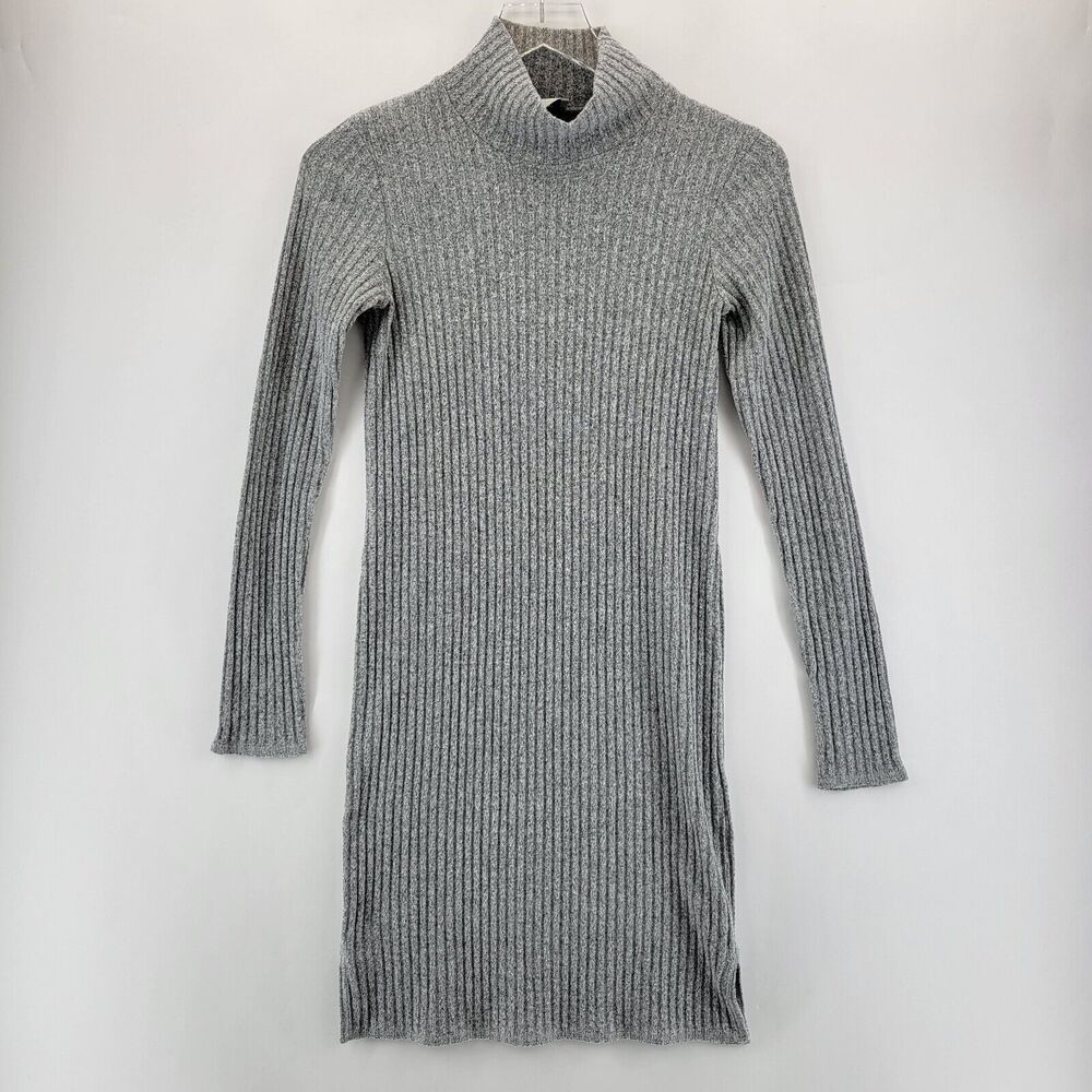 Aritzia Wilfred Free Knit Mini Dress Womens Small Ribbed Long Sleeves Mock Neck
